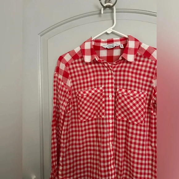 & Other Stories Red and White Gingham Print Button Down Blouse sz 4 - Picture 4 of 9